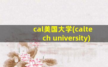 cal美国大学(caltech university)